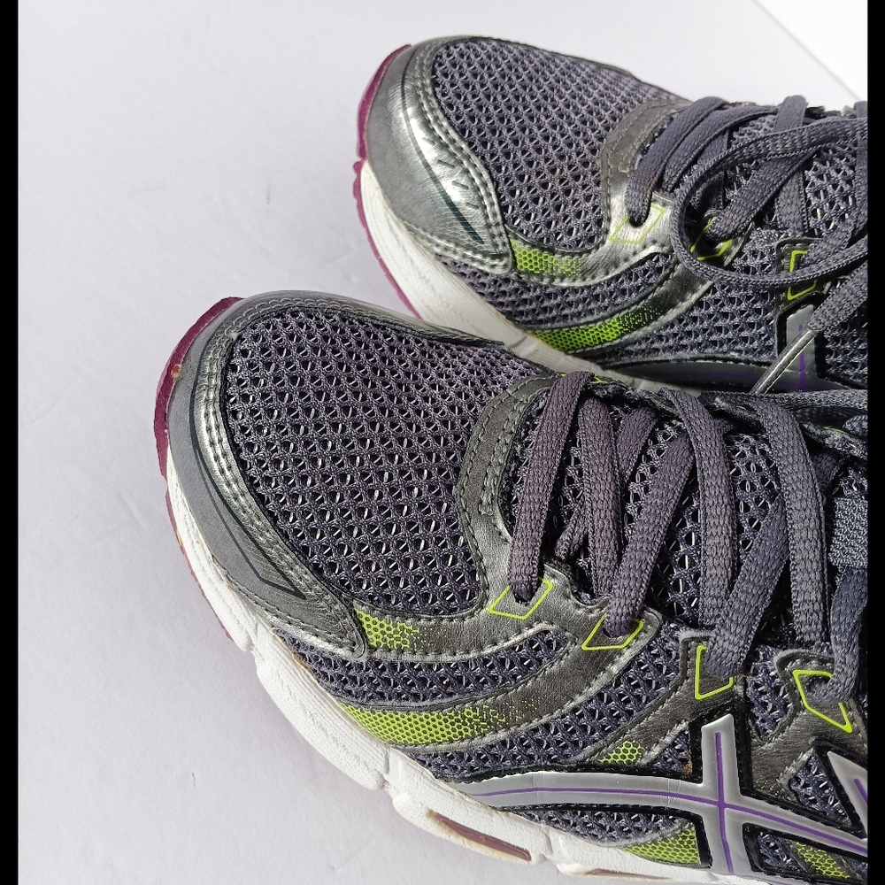 šš Asics Gel Exalt Sneakers Athletic Leather Shoes Purple Green Womens 9 Gray - Picture 4 of 12
